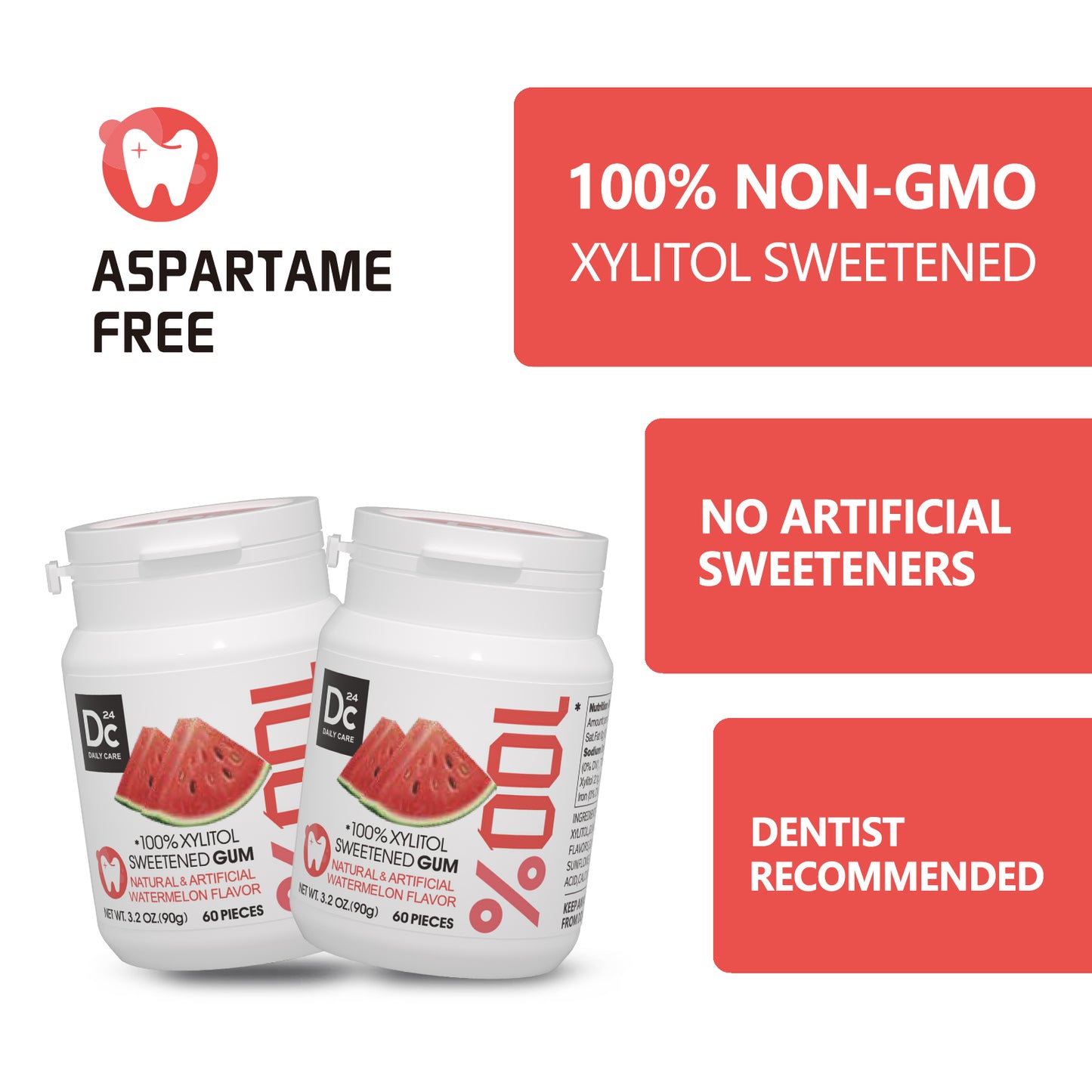 100% Xylitol Sweetened Gum Fresh Watermelon (pack of 2)