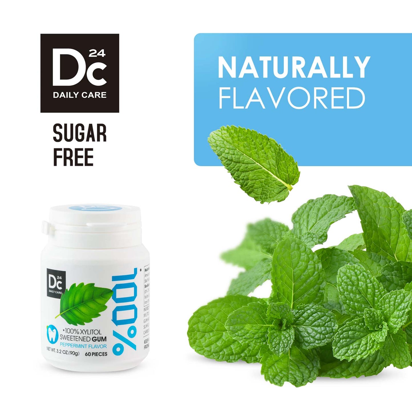100% Xylitol Sweetened Gum Peppermint Flavor (pack of 2)