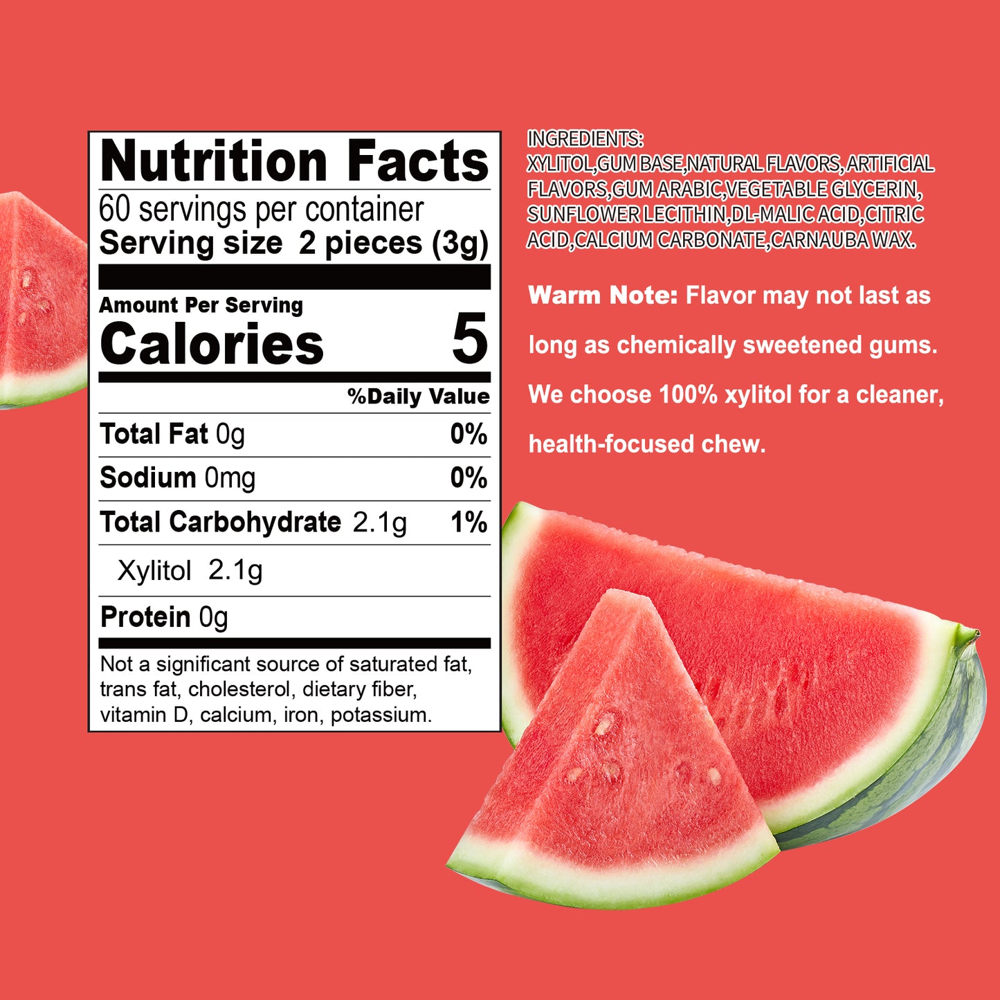 100% Xylitol Sweetened Gum Fresh Watermelon (pack of 2)