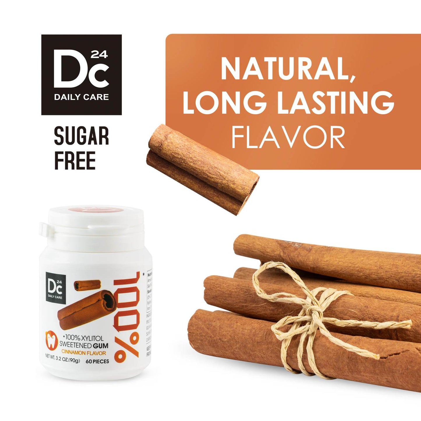 100% Xylitol Sweetened Gum Cinnamon Flavor (pack of 2)
