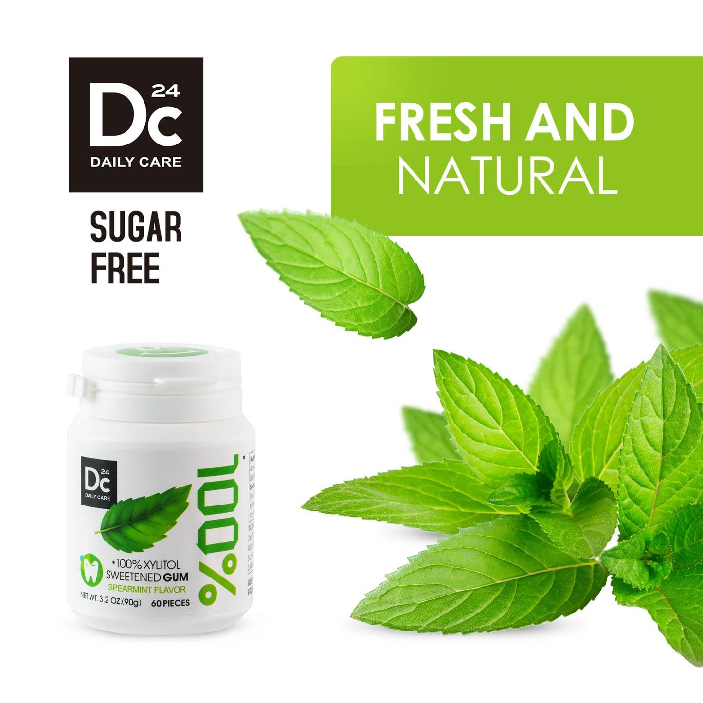 100% Xylitol Sweetened Gum Spearmint Flavor (pack of 2)