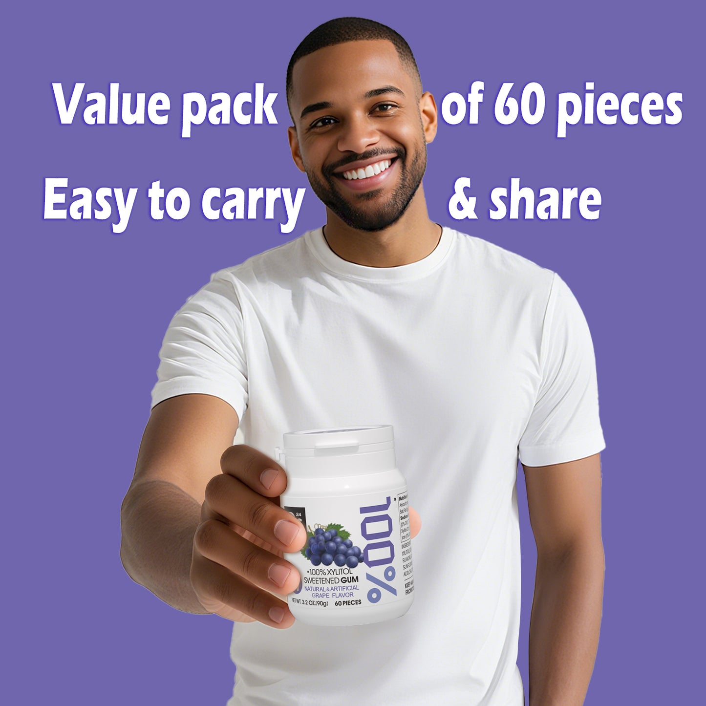 100% Xylitol Sweetened Gum Grapes Flavor (pack of 2)