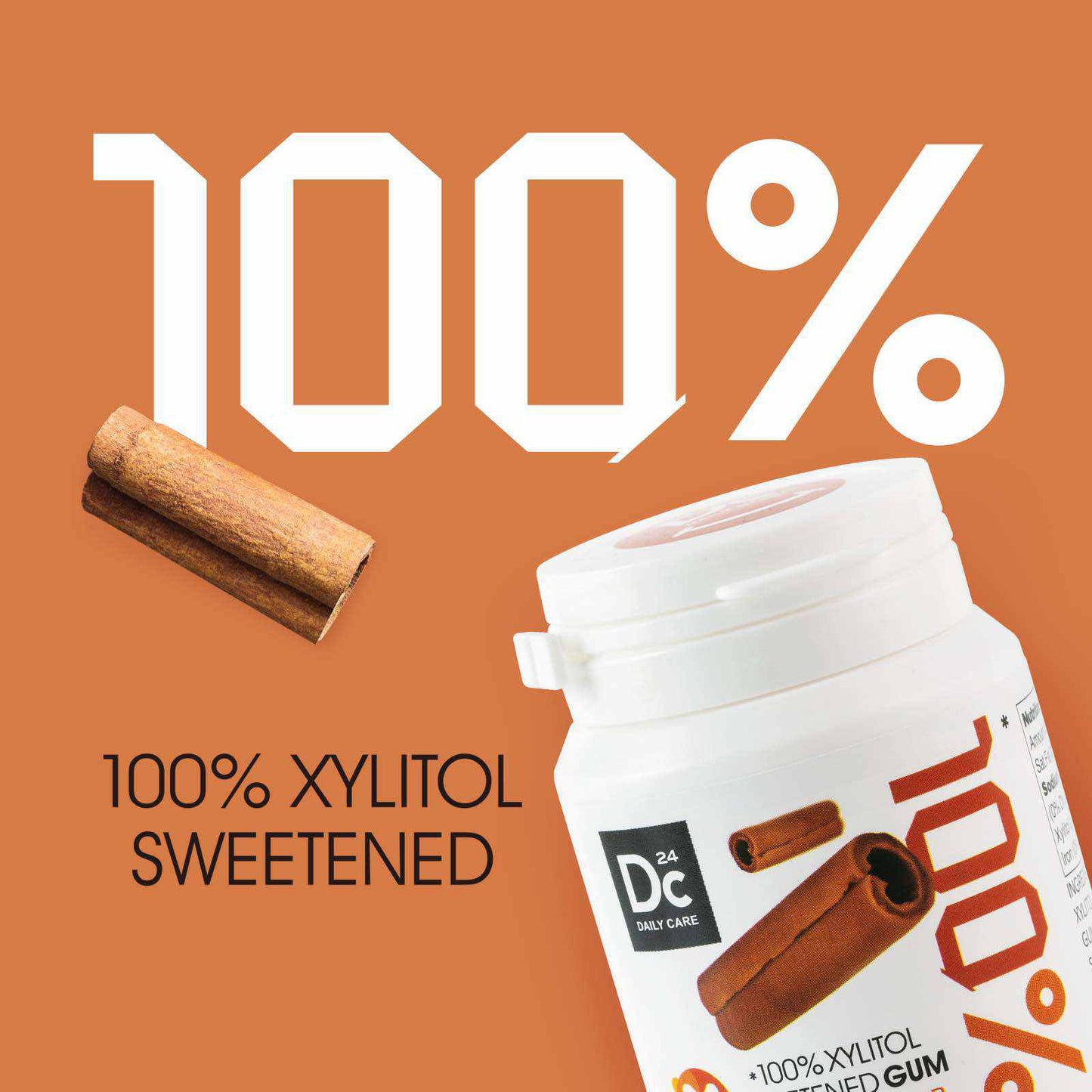 100% Xylitol Sweetened Gum Cinnamon Flavor (pack of 2)