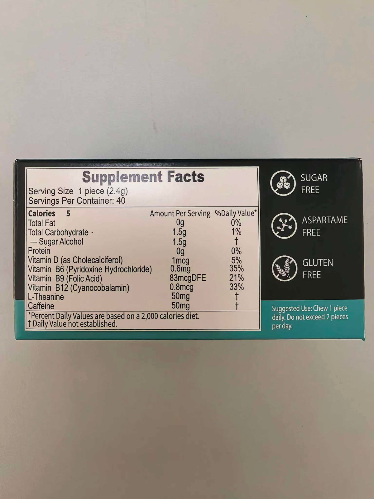 Caffeine Energy Gum, 50 mg Caffeine, Polar Mint, 40 Count